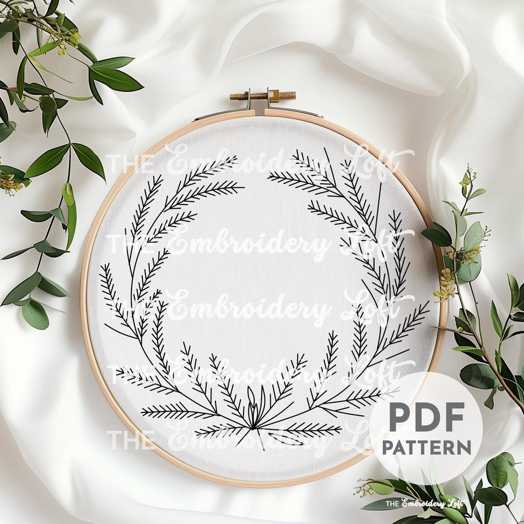 Lavender Wreath Hand Embroidery Pattern