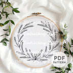 Lavender Wreath Hand Embroidery Pattern