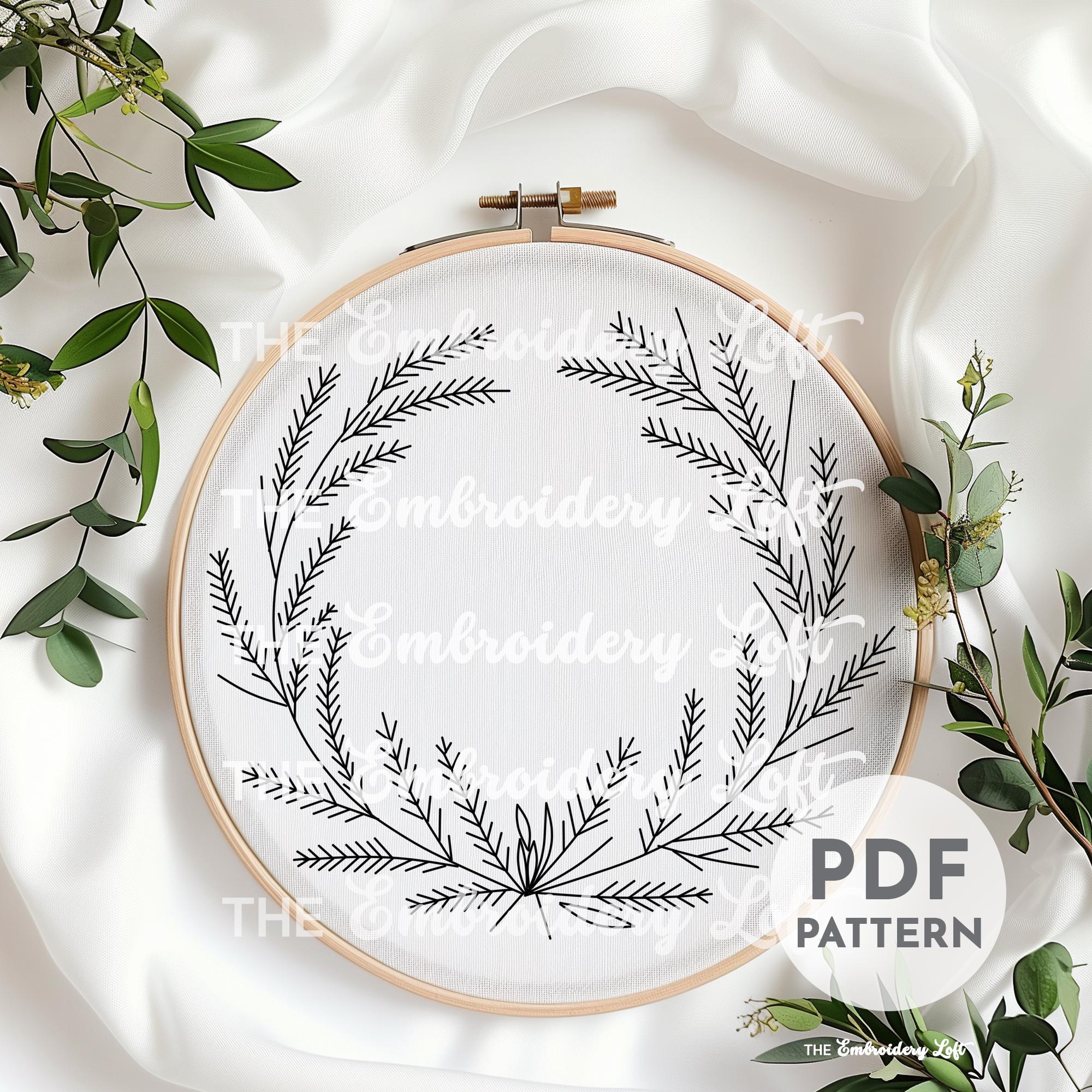 Lavender Wreath Hand Embroidery Pattern