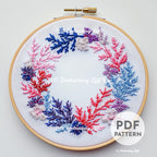 Coral Wreath Hand Embroidery Pattern