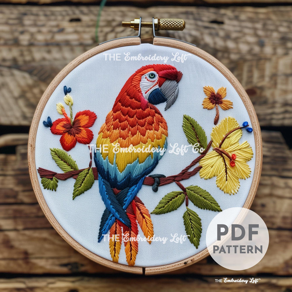 Parrot Hand Embroidery Pattern