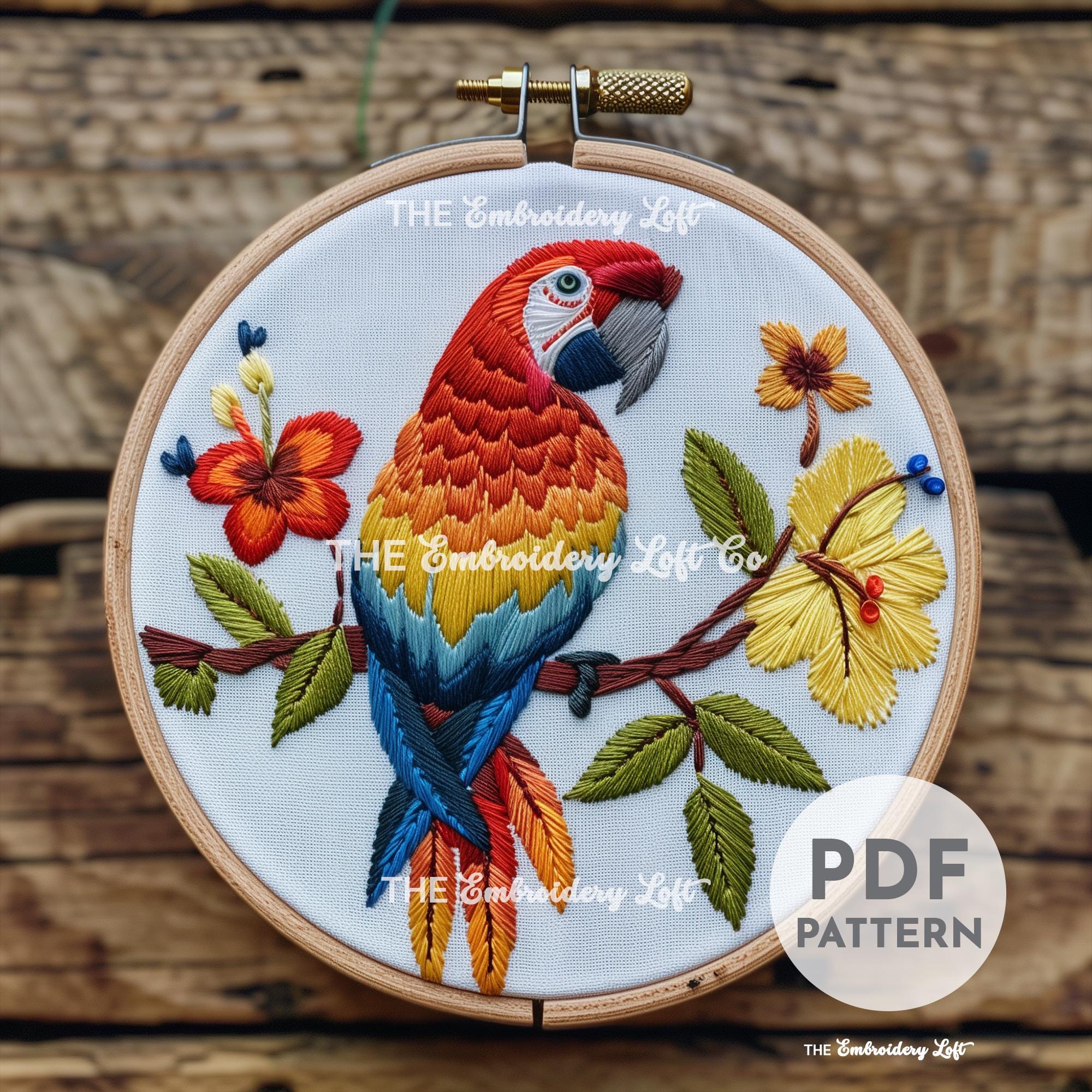 Parrot Hand Embroidery Pattern