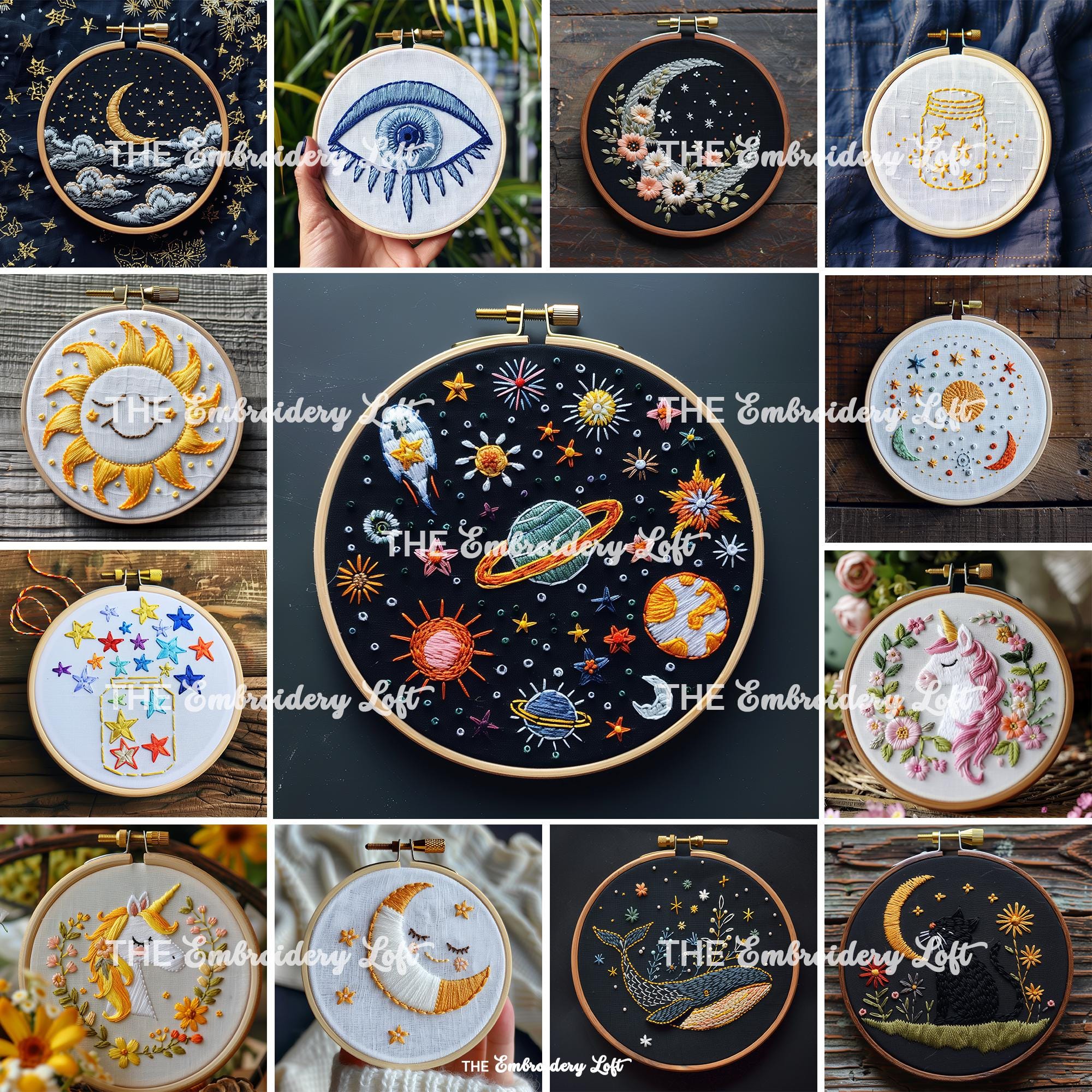 MINI COLLECTION, Celestial Hand Embroidery Pattern Collection, Current and Future Designs, Lifetime Access, Hand Embroidery, Embroidery PDF