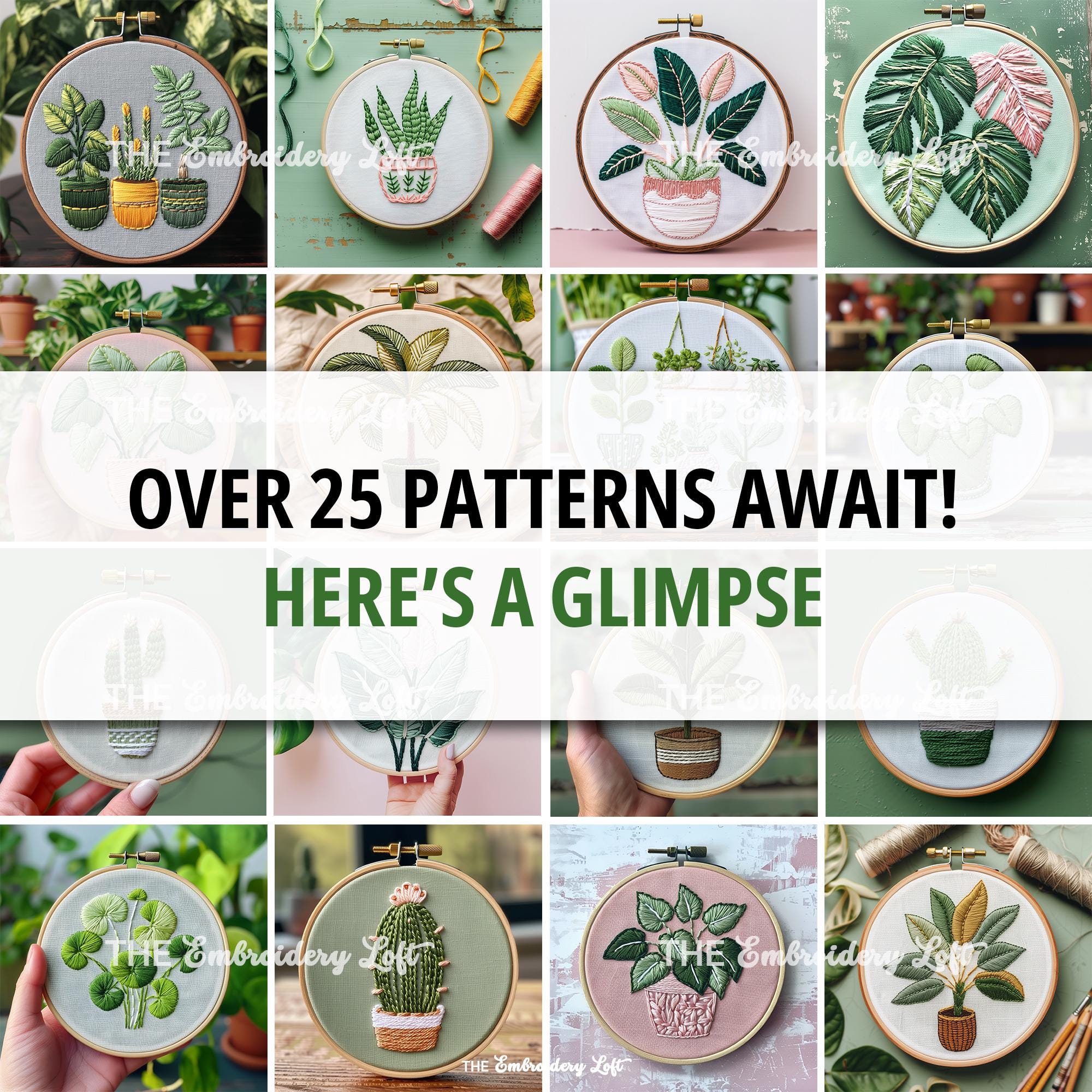 MINI COLLECTION, House Plants Hand Embroidery Pattern Collection, Current and Future Designs, Lifetime Access, Hand Embroidery PDFs