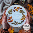 Fall Leaves Wreath Hand Embroidery Pattern