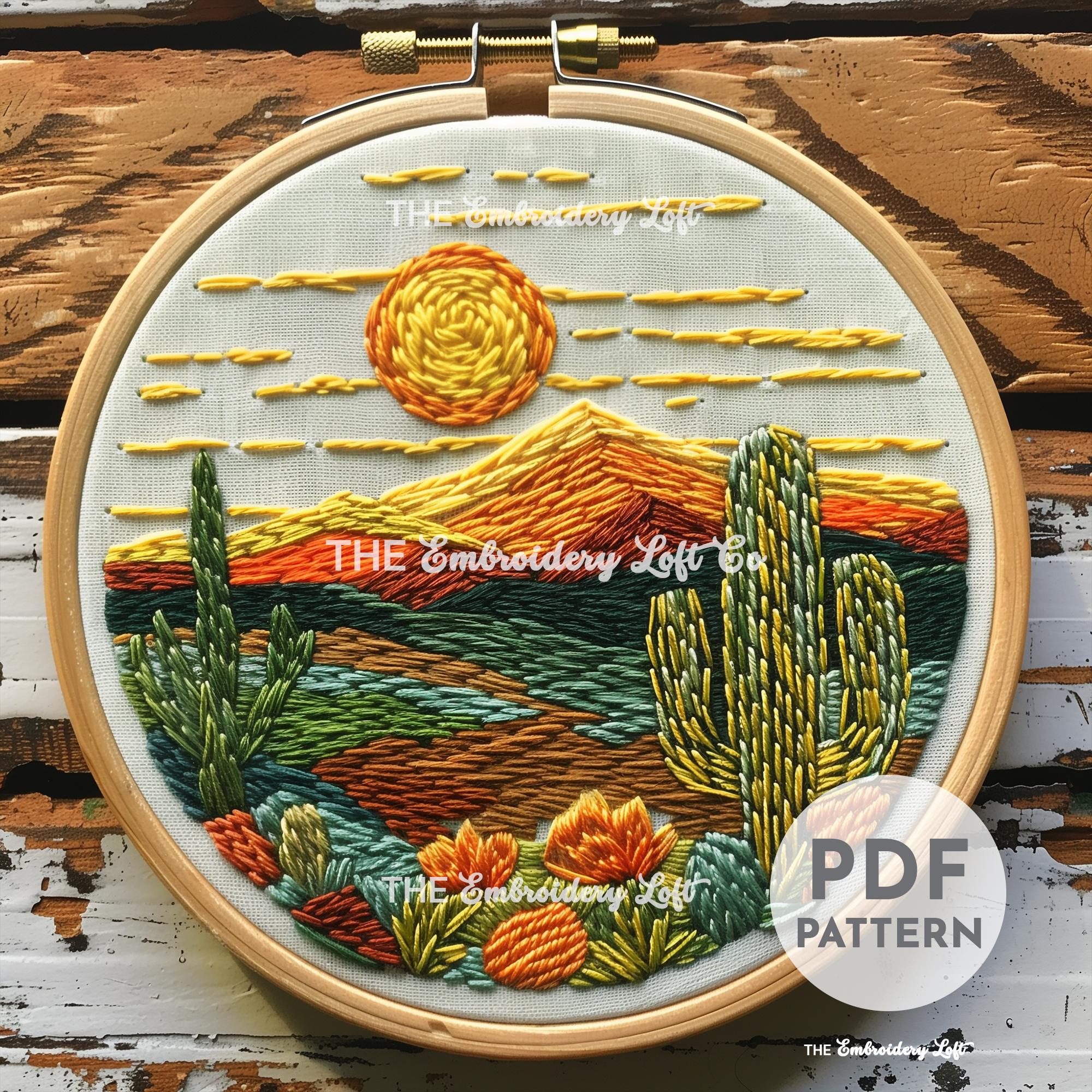 Desert Landscape Hand Embroidery Pattern
