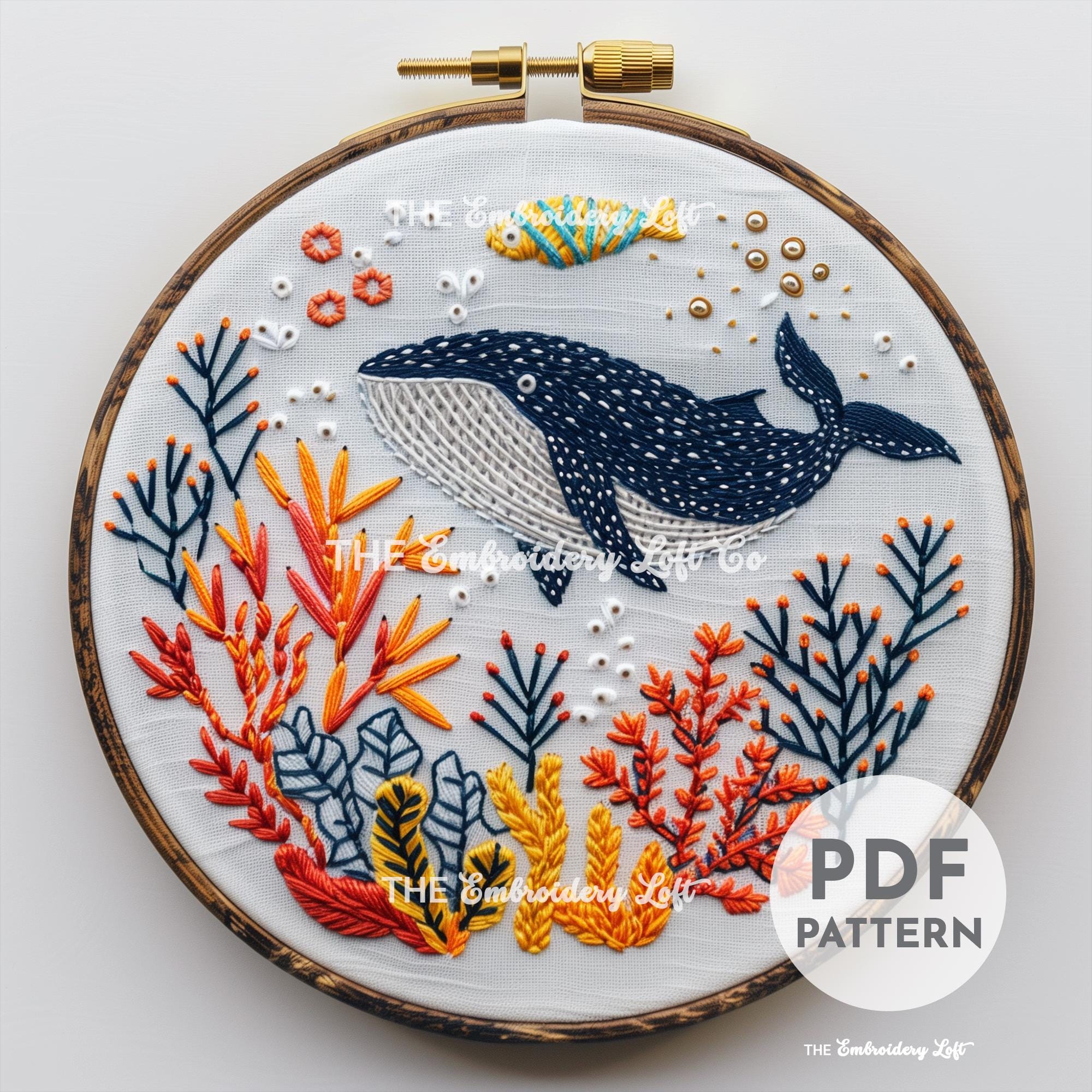 Whale Hand Embroidery Pattern