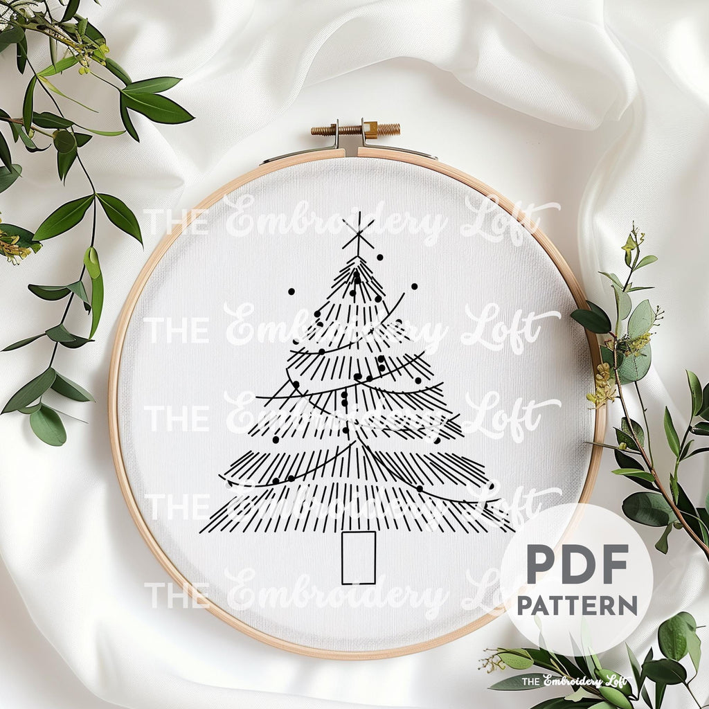 Minimalistic Christmas Tree Hand Embroidery Pattern