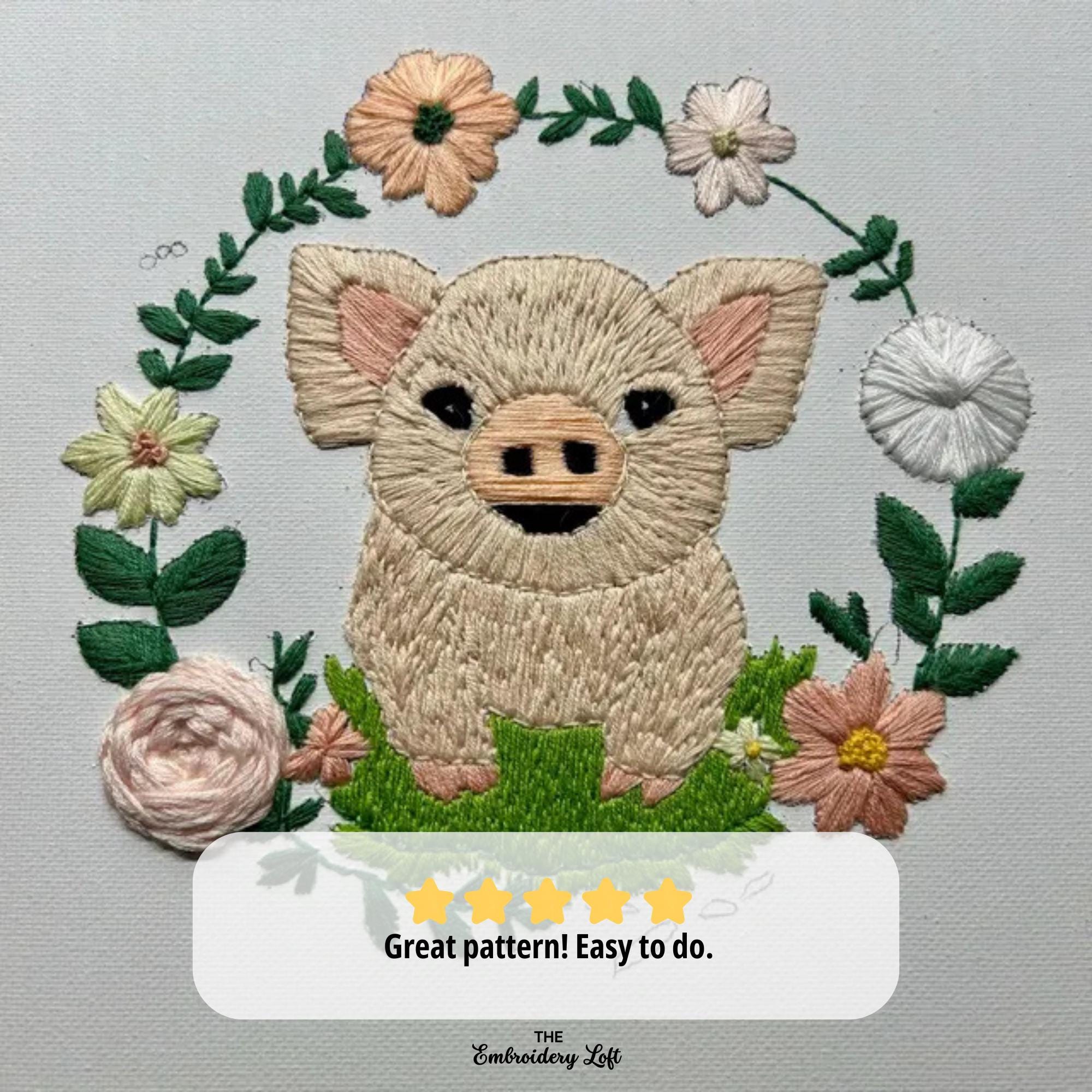 Baby Pig Hand Embroidery Pattern