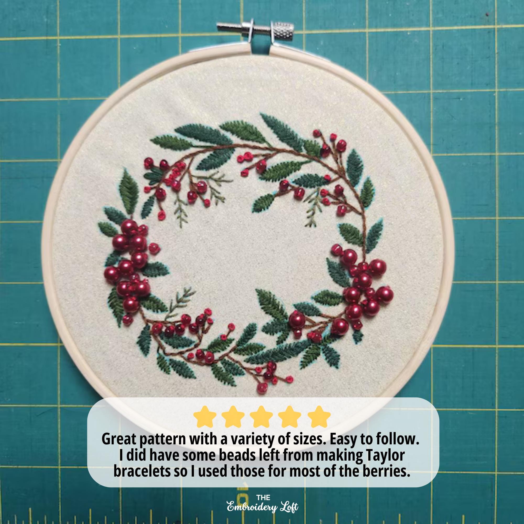 Christmas Wreath Hand Embroidery Pattern
