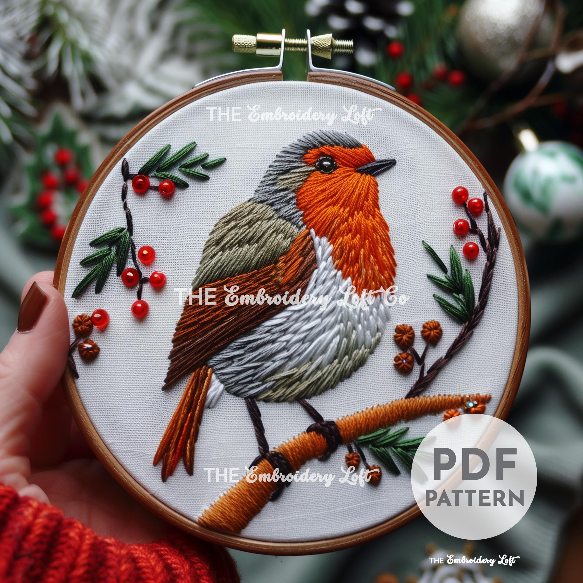 Winter Robin Hand Embroidery Pattern