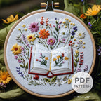Floral Book Hand Embroidery Pattern