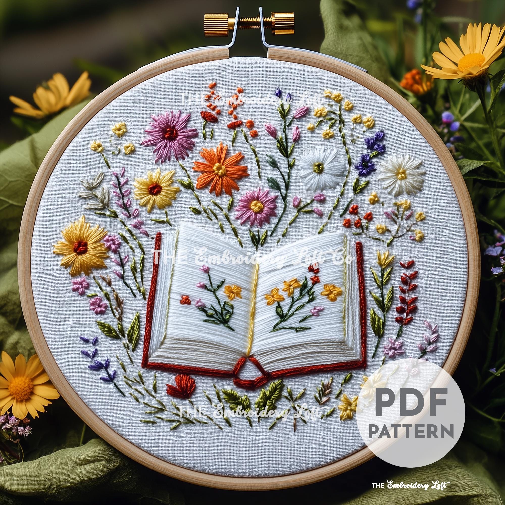 Floral Book Hand Embroidery Pattern