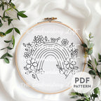 Floral Rainbow Hand Embroidery Pattern