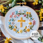 Floral Cross Embroidery Pattern