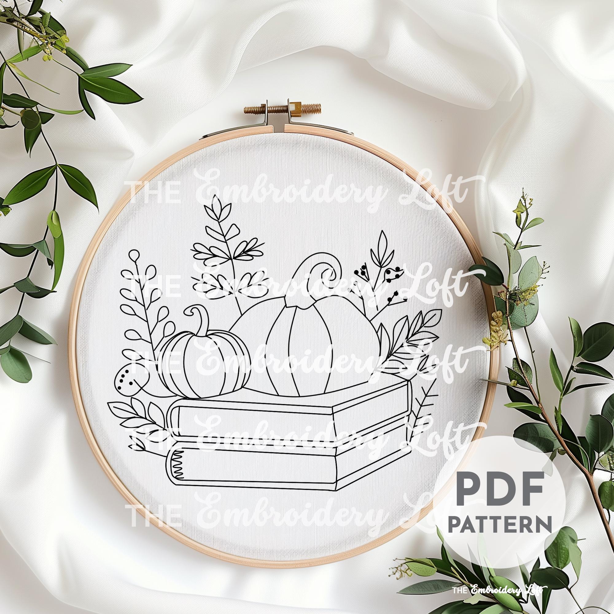 Autumn Books Hand Embroidery Pattern