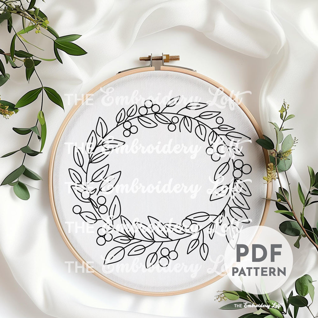 Winter Wreath Hand Embroidery Pattern