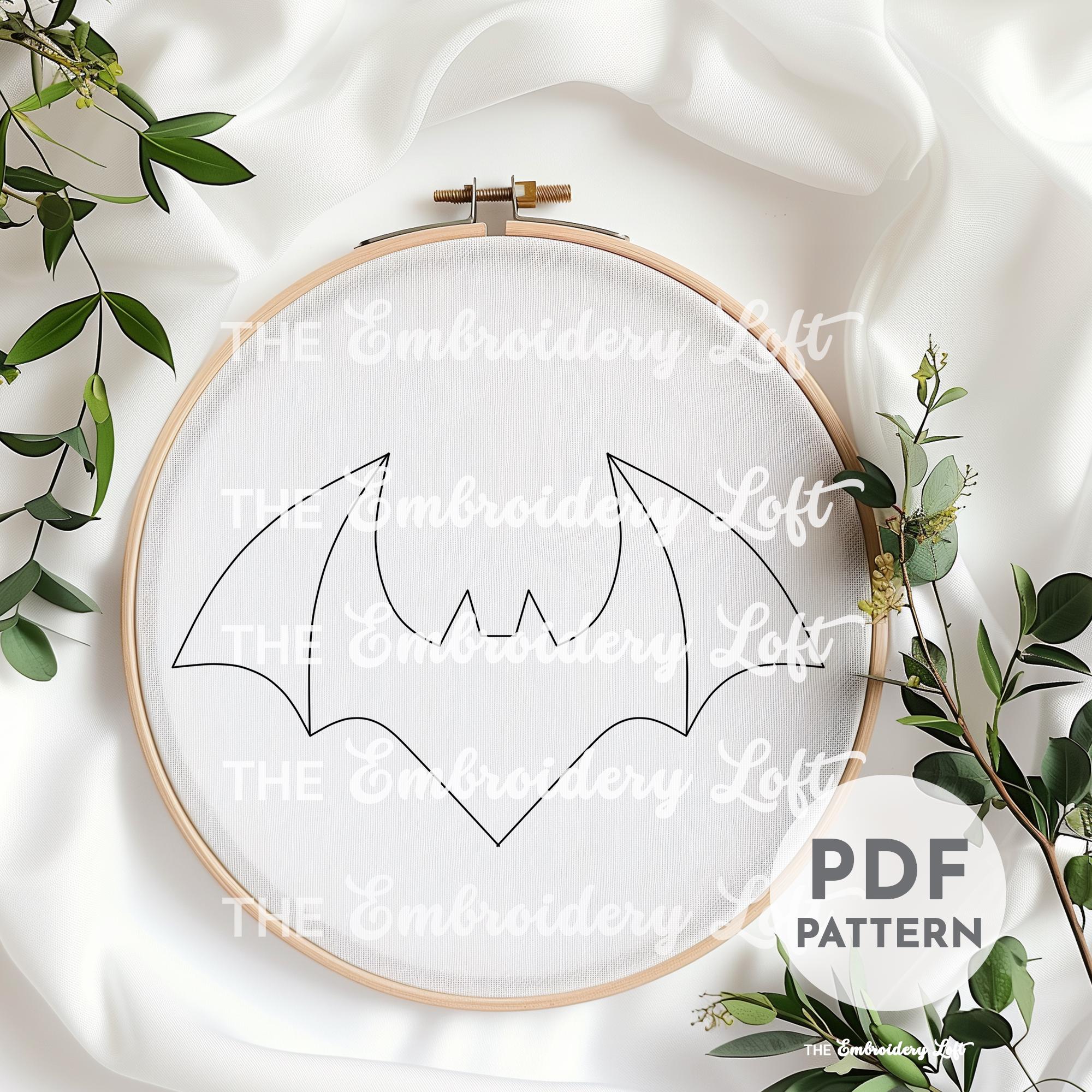 Purple Bat Hand Embroidery Pattern