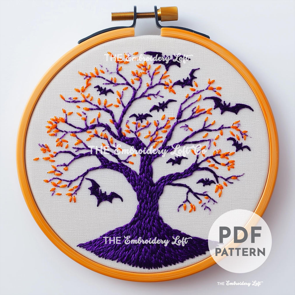 Spooky Tree Hand Embroidery Pattern