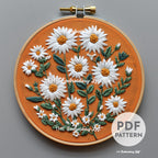 White Daisies Hand Embroidery Pattern