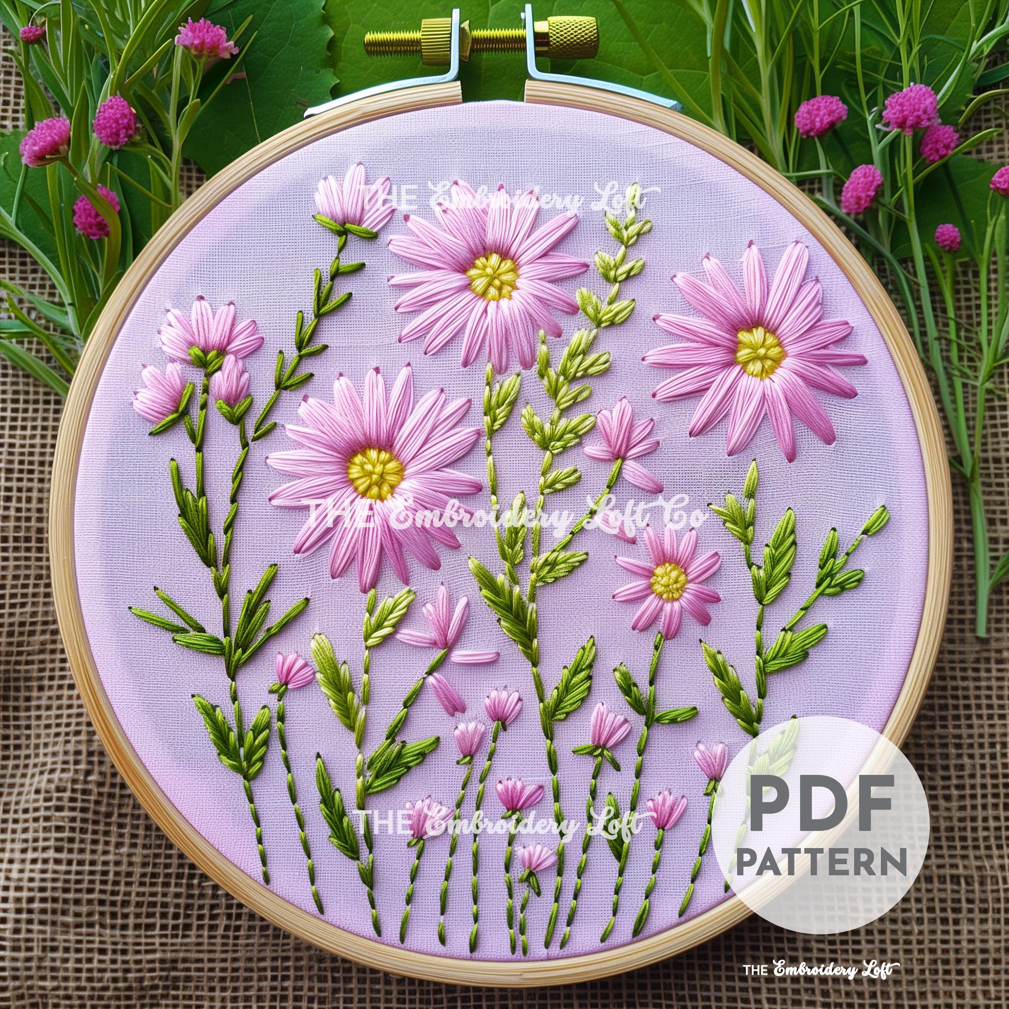 Pink Daisies Hand Embroidery Pattern