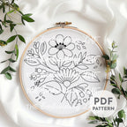 Orange Folk Flower Hand Embroidery Pattern