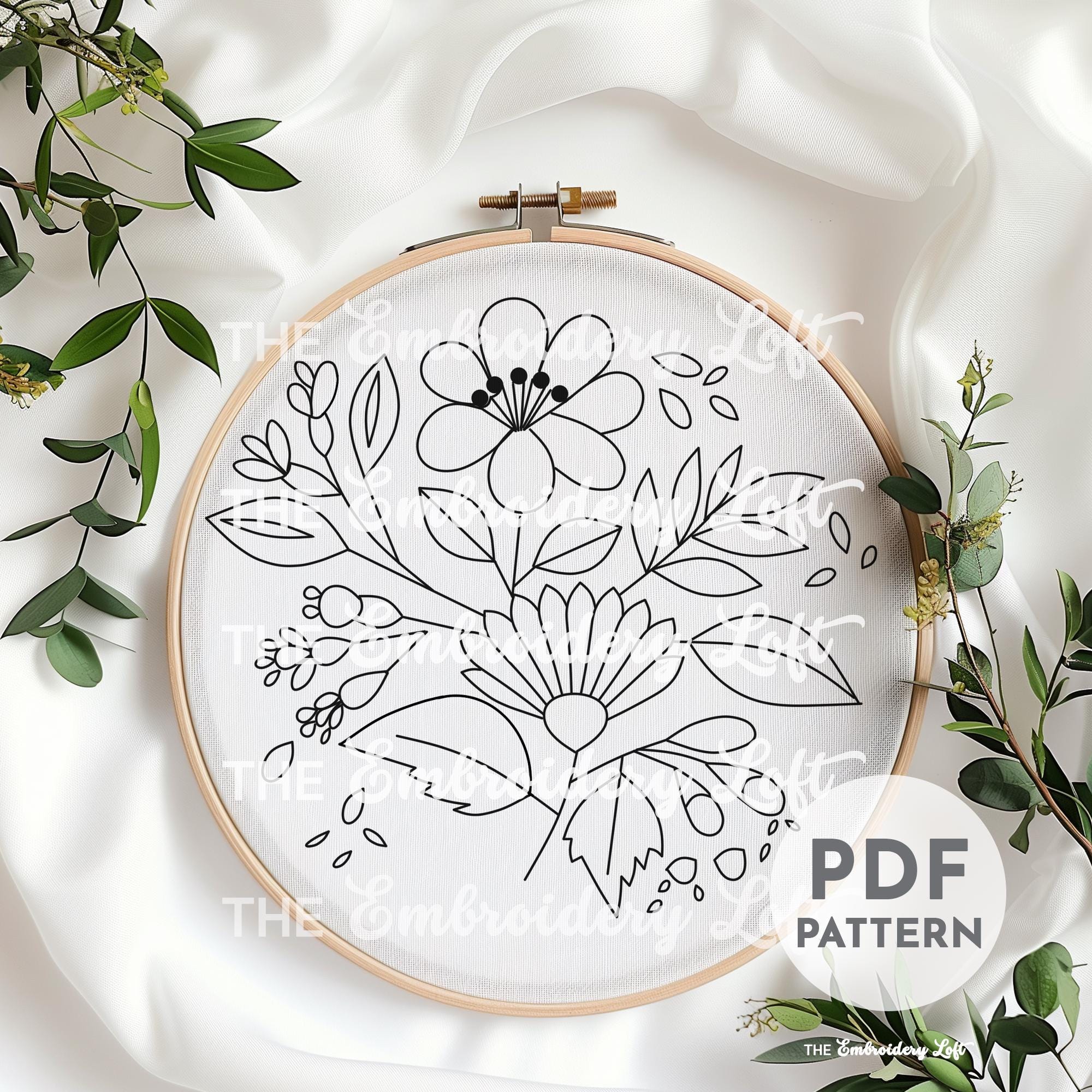 Orange Folk Flower Hand Embroidery Pattern