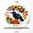 Autumn Raven Hand Embroidery Pattern