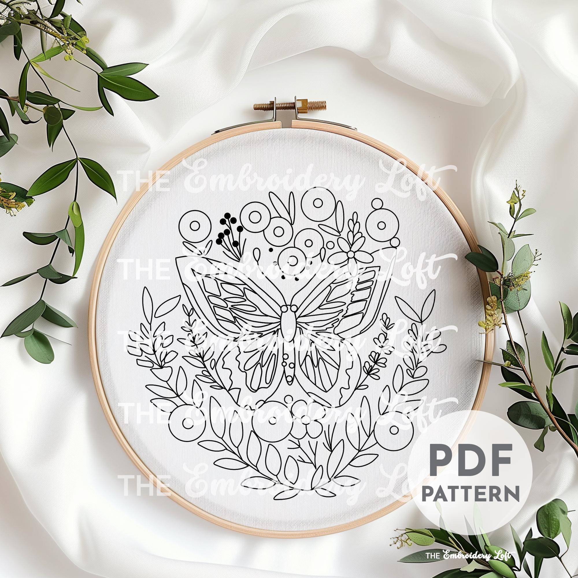 Aesthetic Butterfly Hand Embroidery Pattern
