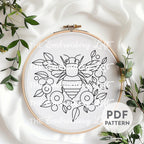 Blueberry Bee Hand Embroidery Pattern
