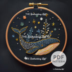 Celestial Whale Hand Embroidery Pattern