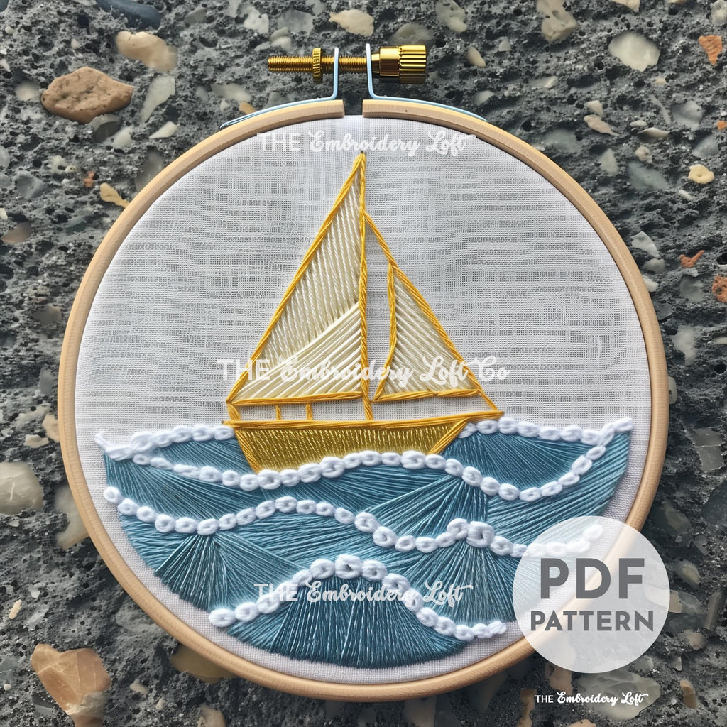 Sailboat Hand Embroidery Pattern