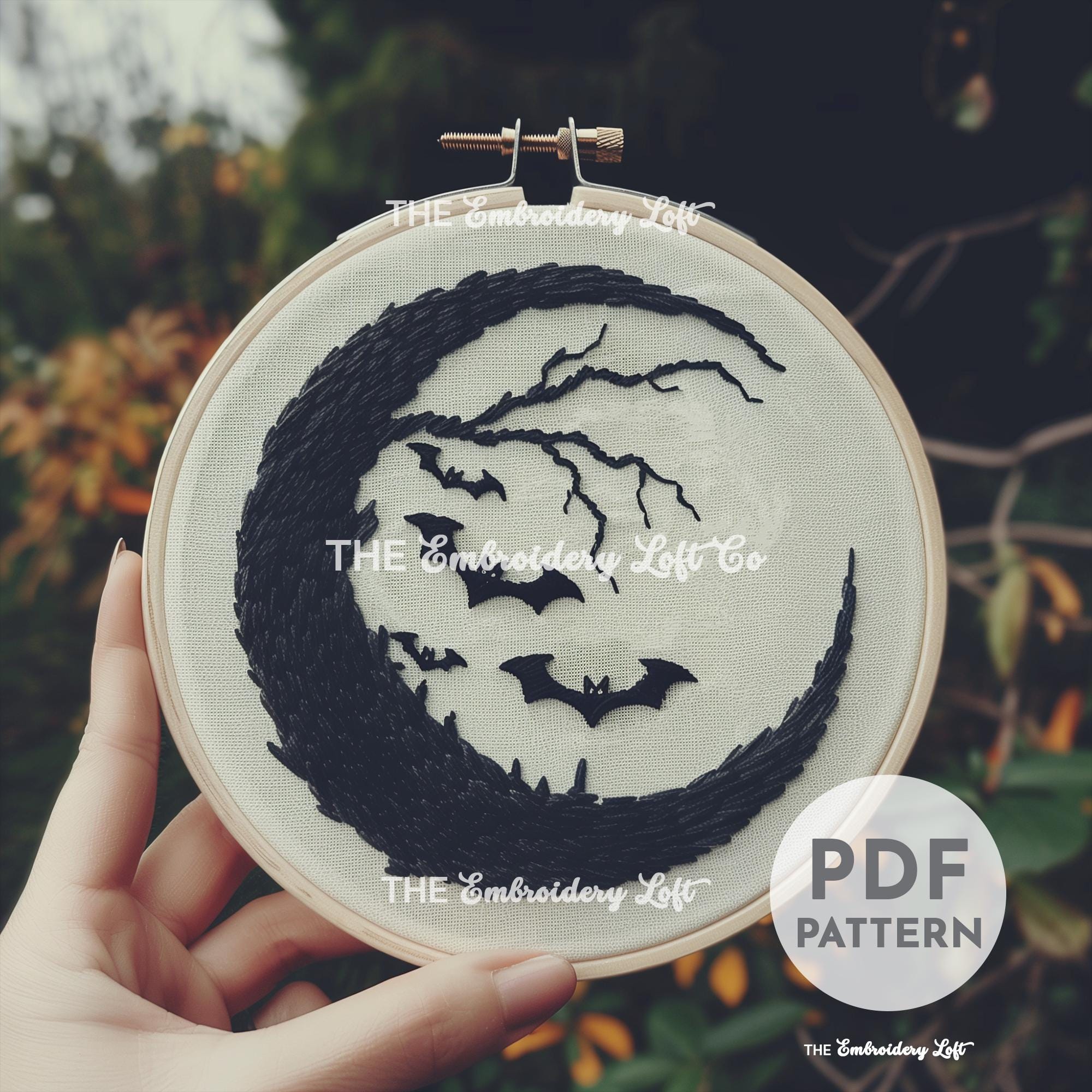 Spooky Moon Hand Embroidery Pattern