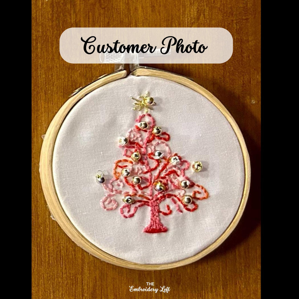 Pink Christmas Tree Hand Embroidery Pattern