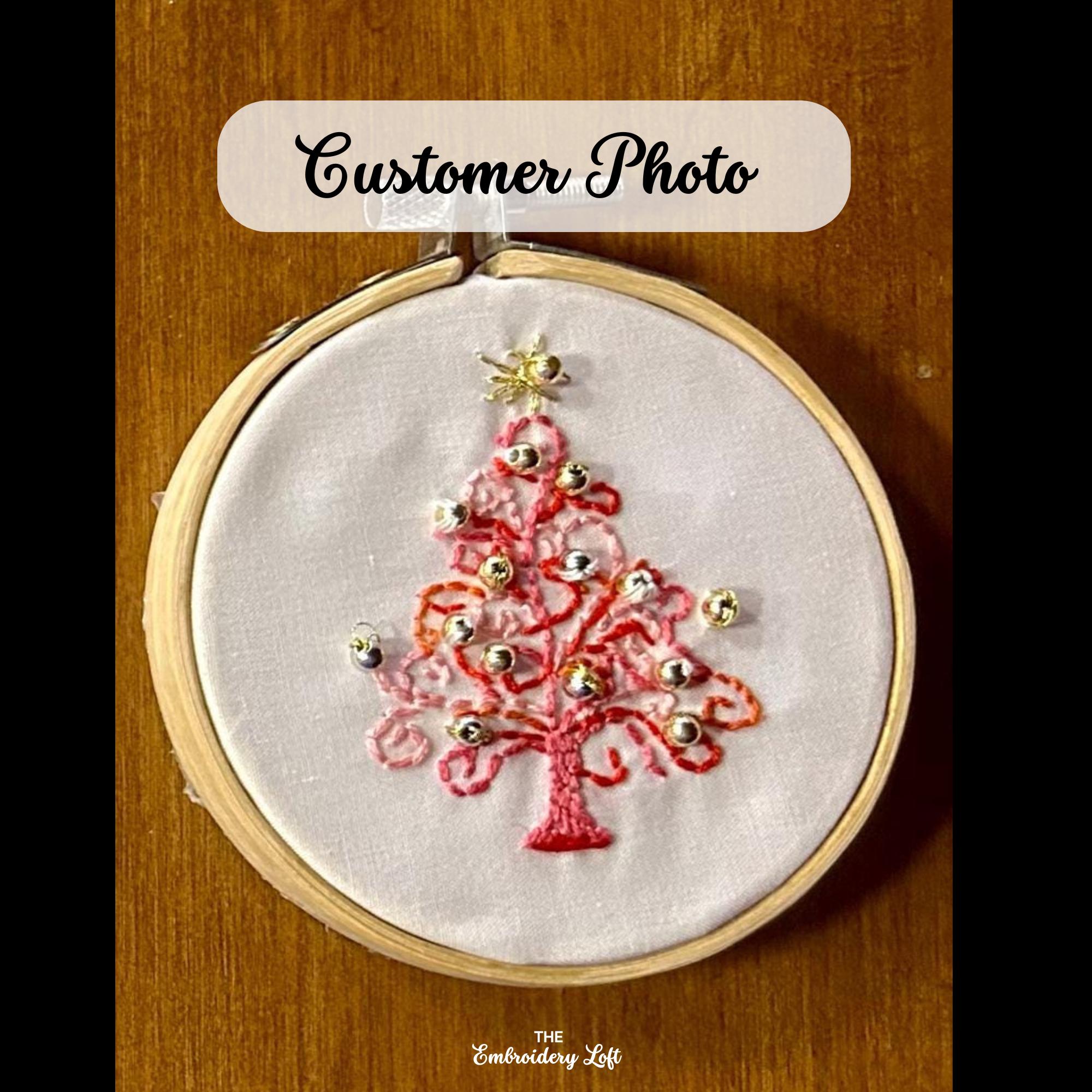 Pink Christmas Tree Hand Embroidery Pattern