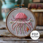 Pink Jellyfish Hand Embroidery Pattern