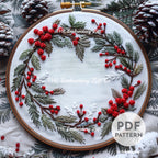 Christmas Wreath Hand Embroidery Pattern