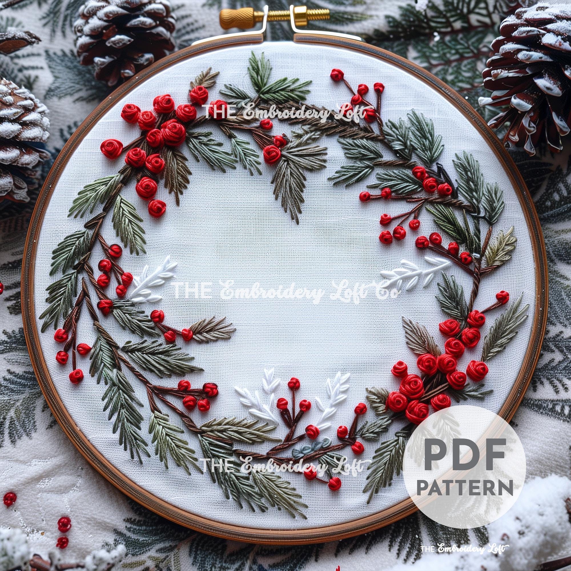 Christmas Wreath Hand Embroidery Pattern