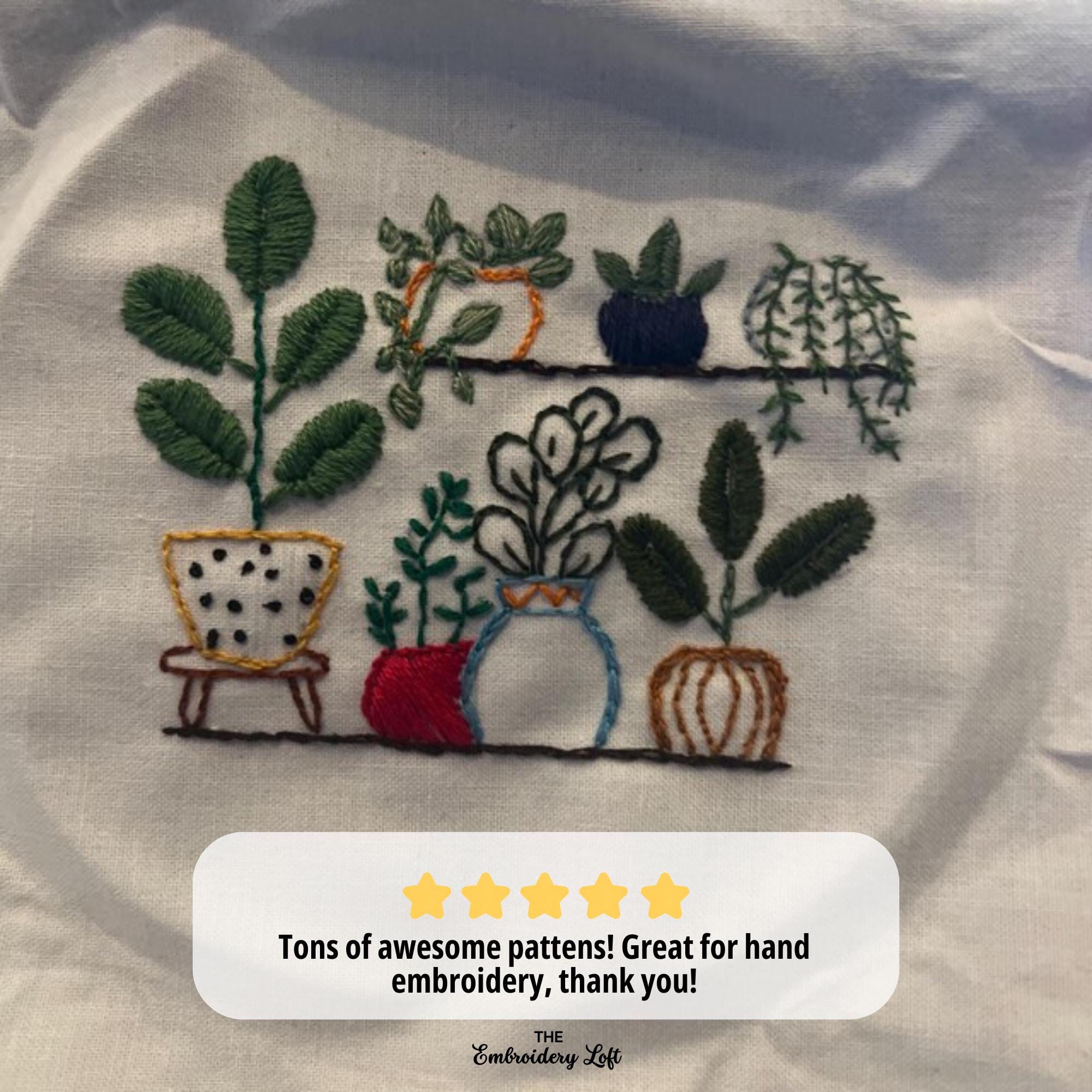 House Plants Shelf Hand Embroidery Pattern