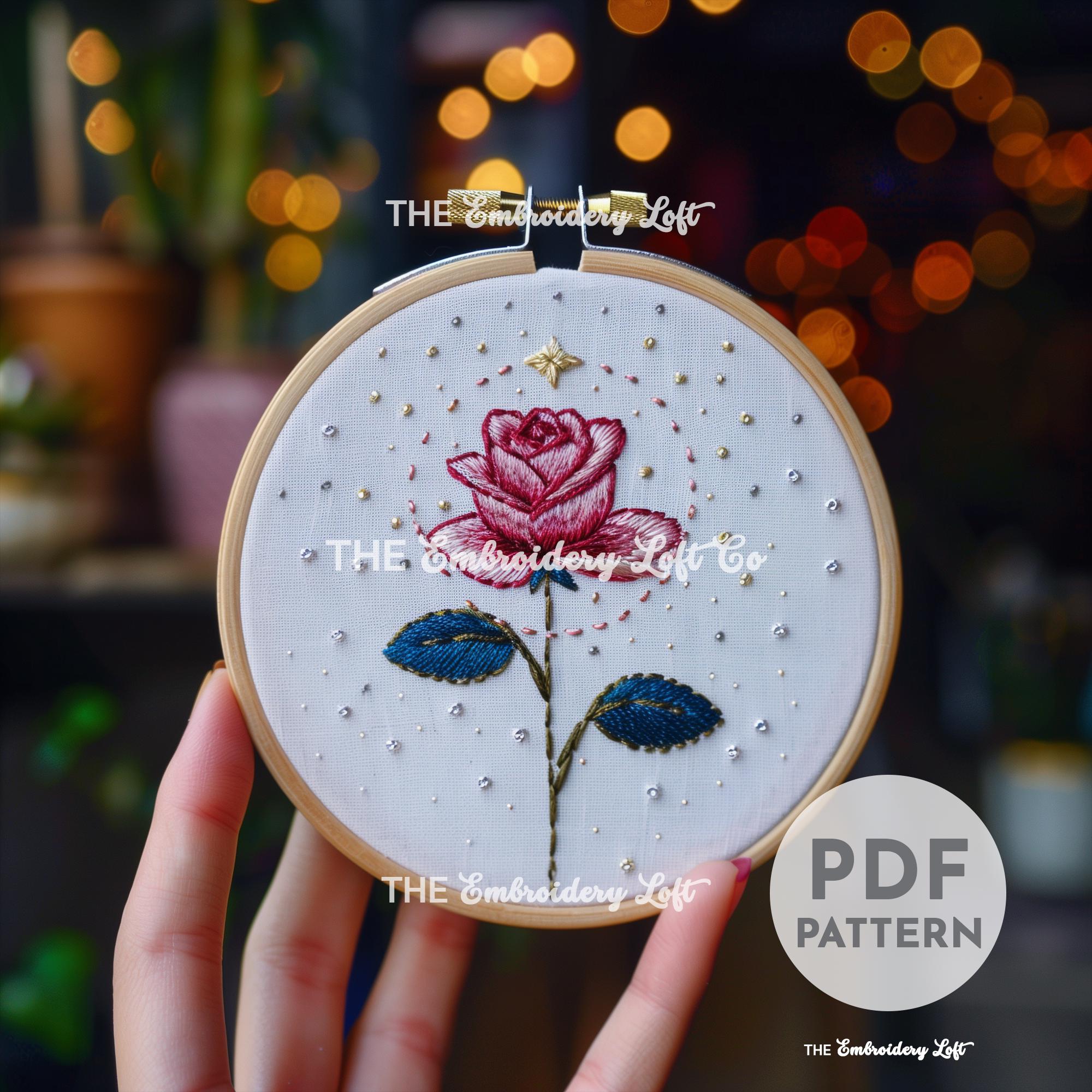 Celestial Rose Hand Embroidery Pattern