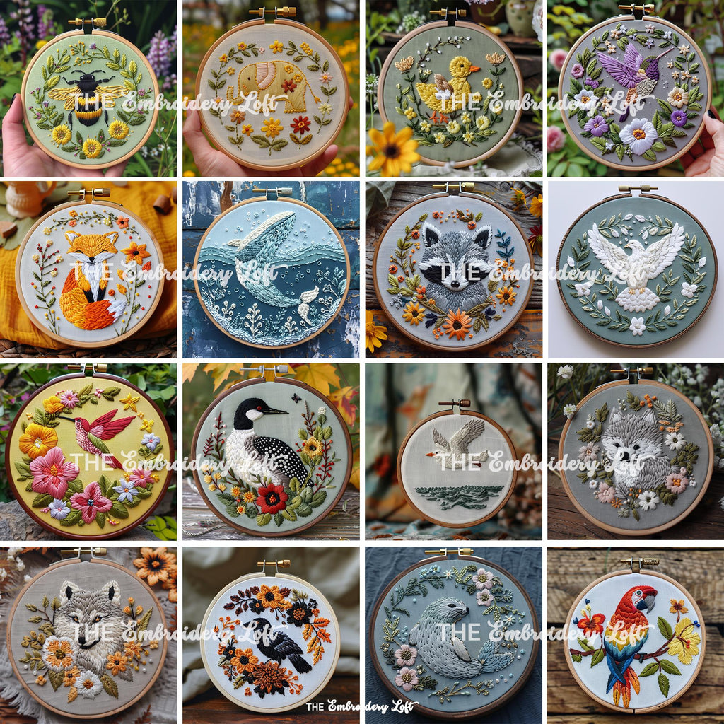 MINI COLLECTION, Animals Hand Embroidery Pattern Collection, Current and Future Designs, Lifetime Access, Hand Embroidery, Embroidery PDF