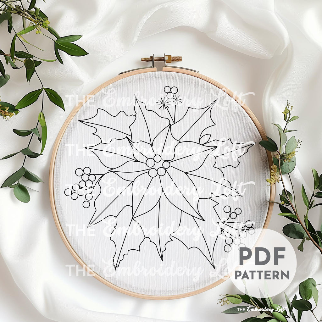 Poinsettia Hand Embroidery Pattern
