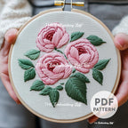 Pink Peonies Hand Embroidery Pattern