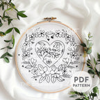 Romantic Heart Hand Embroidery Pattern
