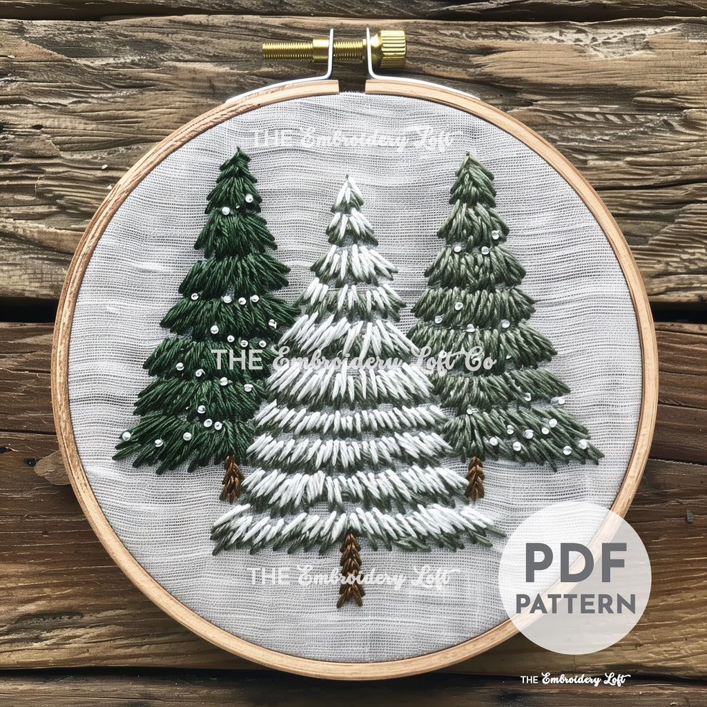 Christmas Trees Hand Embroidery Pattern