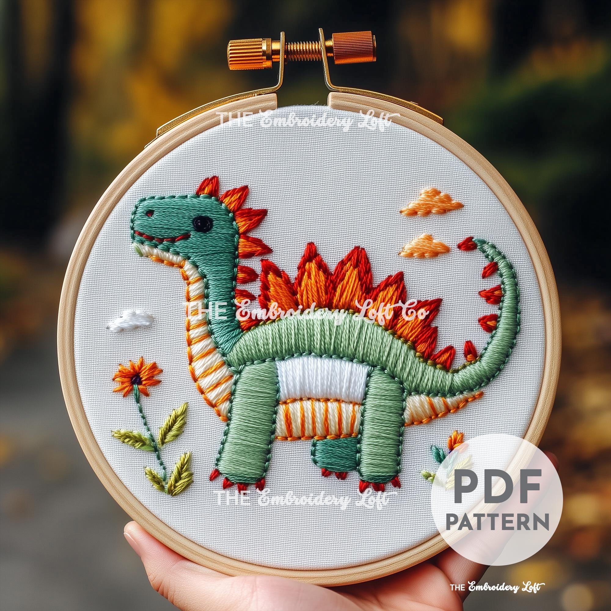 Stegosaurus Hand Embroidery Pattern