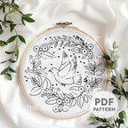 Christmas Dove Hand Embroidery Pattern