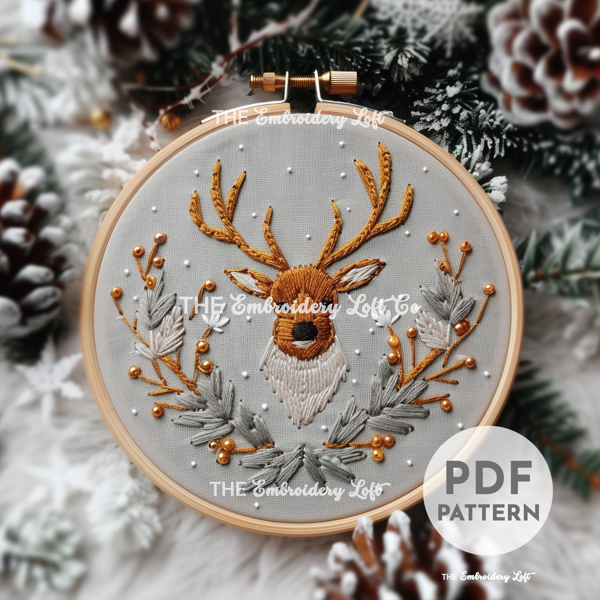 Reindeer Hand Embroidery Pattern