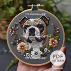 English Bulldog Hand Embroidery Pattern
