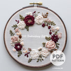 Rose Wreath Hand Embroidery Pattern